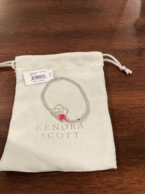 Kendra Scott Silver Tomon stretch Bracelet with Pink Stone